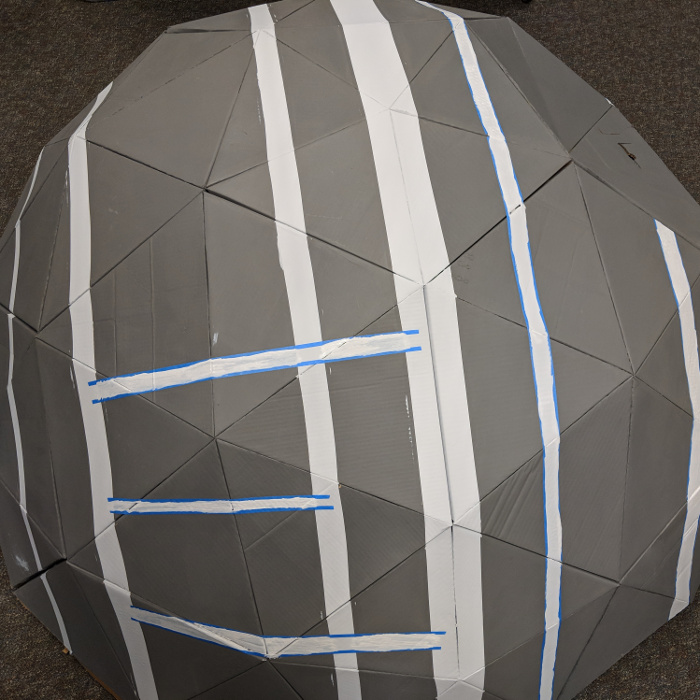 Dome with more stripes and painter's tape.